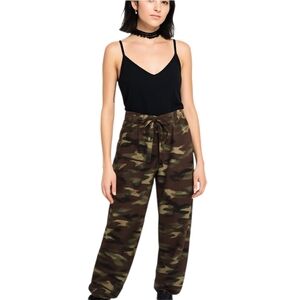 205 Collins Black Brwon Green Camo Print Jumpsuit Wide Leg